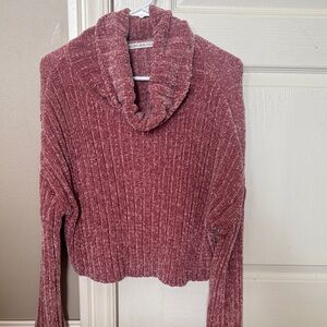 Chelsea & Violet Cozy Ribbed Cowl Neck Sweater - Mauve Pink